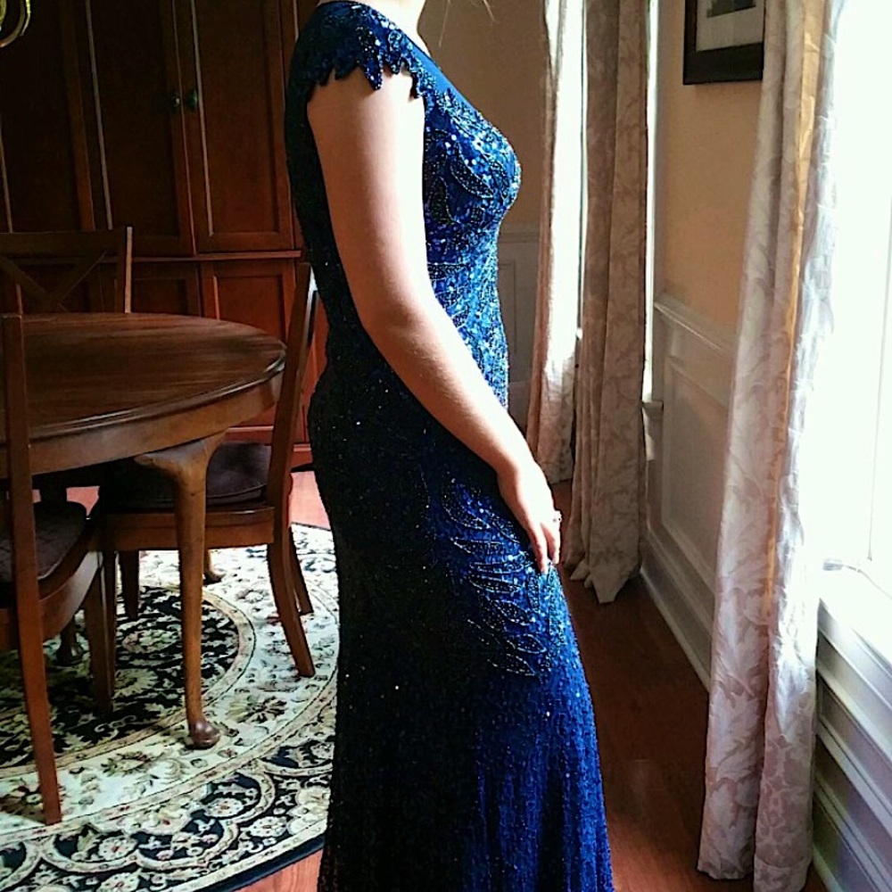 ~blue beaded prom/formal gown~